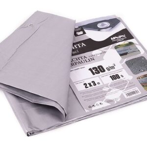 Plachta ŠEDÁ 130g 2x3m s oky VEN