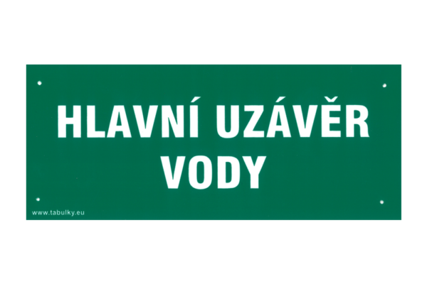 Tabulka bezpeč., PVC, "hlavní uzávěr vody", VEN