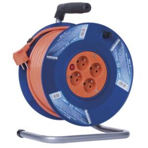 Kabel prodluž.50m/230V,cívka 4zásuvky oranž.