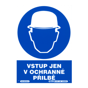 Tabulka bezpeč., PVC, "vstup jen v ochranné přilbě", VEN