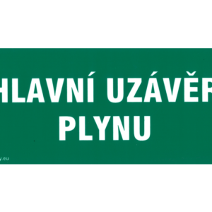 Tabulka bezpeč., PVC, "hlavní uzávěr plynu", VEN